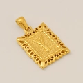 Pendentif carré en acier inoxydable doré avec motif évidé de la lettre Y - Y-Pendentif Seul