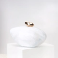 White marble acrylic shell evening clutch bag with golden metal bullet clasp on base - 21*6.5*13 / White Marble Pattern