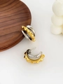 Modern two-tone spiked rivet hoop earrings in gold and silver finish for women - Two-tone Triple Bar C-shape Rivet