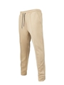 Detail view of beige textured fabric with drawstring waistband and ribbed ankle cuffs - S / Khaki