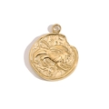 18K gold plated stainless steel Leo zodiac pendant necklace with embossed lion detail - Leo