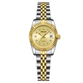 Montre femme quartz bicolore en acier or et argent avec index en cristaux brillants - Style Femme / Bicolore Or et Argent avec Cadran Doré (Femmes)
