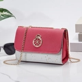 Crossbody bag in rose red and silver glitter with a gold chain strap and crown buckle - Without Pendant / Rose Red