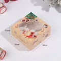 Christmas kraft paper cupcake box with 4-hole insert and window 16x16x7.5cm - Medium Yellow Christmas Window Box