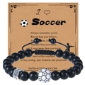 Bracciale calcio con pietre opache nere e ciondolo a croce su biglietto motivazionale - Bracciale da Calcio-2