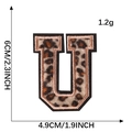 Leopard print alphabet letter U embroidery patch with gold border and 6cm height - Letter U