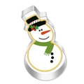Stainless steel snowman cookie cutter with festive hat and green scarf design - Snowman 7414