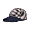 Detail view of navy blue houndstooth pattern and structured brim on baseball cap - 56-58cm (Adjustable) / Navy Blue