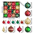 Red green and gold Christmas ornament set with glitter snowflakes and varied shapes - MJXK46-20Y