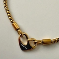 Golden titanium box chain necklace with dual-heart Forever Love engraved pendant - Gold Forever love Heart