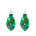 Creative Christmas light bulb earrings in green with multi-color rhinestones and hooks - Five-Color Gem Christmas Light Bulb Style (G-536)