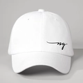 Classic white cotton baseball cap featuring black embroidered ny artistic script logo - One Size / White