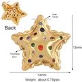Gold star pendant with multi-color zircon stones showing front and back view - Gold/Colorful Zircon Star