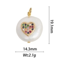 Baroque pearl pendant with gold heart inlay and colorful gems showing 19.1mm height size - DZ-1387 Colorful Full Zirconia Heart