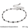 Minimalist stainless steel chain bracelet with black resin beads and extension chain - 200mm*2mm / Black
