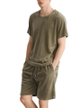 Casual herenset van mosgroen fluweel met T-shirt met korte mouwen en bijpassende shorts - S / Legergroen