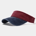 Seitenansicht der Retro-Sonnenblende mit weinroter Krone und marineblauer Krempe - Weinrot und Marineblau Krempe
