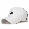 Distressed white baseball cap with black P embroidery and vintage street style finish - Adjustable / White