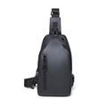 Wasserdichte schwarze Crossbody-Brusttasche für Herren mit integriertem USB-Ladeanschluss - Grau