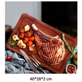 Rectangular ebony wood steak board 40x28x2 cm with grilled meat and rosemary - Heavy Cutting Board 40*28*2cm