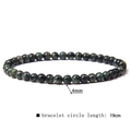Minimalist 4mm natural green moss agate stone beaded bracelet with 19cm circumference - 4mm New Jade
