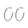 Fashionable C-shaped silver twisted wire hoop earrings for women in stainless steel - Steel Color Triple Twisted C-Shape
