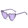 Fashionable translucent purple heart shaped sunglasses with lightweight plastic frames - Transparent Purple Frame Purple Lens