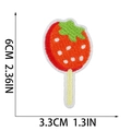Macro detail of strawberry popsicle embroidery patch showing stitch texture and 6x3.3cm size - Strawberry Popsicle (W25SG-068-31)