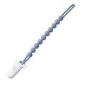 Blue-grey silicone baby pacifier clip chain with secure plastic clip and loop strap - Blue (With Shark Clip)
