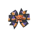 Halloween black ribbon hair clip with orange pumpkin and purple wizard hat patterns - 14# Black Pumpkin