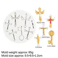 Silikonform für Kreuz- und Schlüsselmotive für Fondant und Harz mit 5 verschiedenen Motiven - 3# Grau Kreuz-Schlüssel-Set