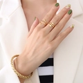 Minimalist 18K gold plated stainless steel irregular rings and twisted bangle jewelry set - US 7 / Gold