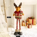 Standing 86cm tall Christmas plush reindeer doll in red festive sweater and plaid pants - Reindeer Large Telescopic Thin Leg Style