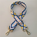 Adjustable colorful wide shoulder strap with geometric patterns and gold metal buckles - Style 18 / Silver Clasp