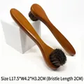 Spazzola per scarpe in legno di faggio e crine per lucidare la pelle 17,5x4,2cm - Spazzola in crine di cavallo a manico lungo finitura rame antico (A-115)