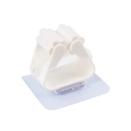 White self-adhesive mop holder with roller grip and transparent mounting pad for wall storage - 6*6 Standard / White