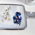 Mini acetic acid hair claw clip with blue white and red marble texture for women - Sapphire Blue