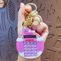 Pink unicorn calculator keychain with creative rabbit charm for bags and car keys - Unicorn Computer - Purple