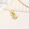 Macro detail of 18k gold turtle pendant featuring a large heart-shaped clear zircon stone - Clear (Humanoid Style)