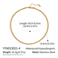 Klassieke 18K vergulde roestvrijstalen touwketting halsketting met verstelbare lengte - 4mm Dikke Gouden Stijl (YYN023021-4) / Breedte 0.4cm-Lengte 43+5cm