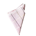 Pink pocket square with yellow plaid pattern in a premium cotton-linen blend fabric - Pink Purple Plaid (22)