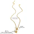 Collar con colgante de estrella de mar en acero inoxidable con baño de oro de 18K - Estrella de Mar Dorada