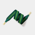 Ethnic geometric woven wide shoulder strap in green and yellow with gold buckle - Width 5cm Length 70cm / Green Webbing with Gold Buckle
