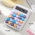 White mechanical keyboard style calculator with colorful macaron keys, 15.7x11.3cm size - Mechanical Button 12-Digit White 817s