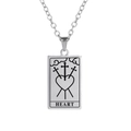 Silver stainless steel tarot necklace with rectangular three swords heart pendant - Heart / Steel