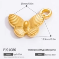 18k gold plated stainless steel bow pendant with dimensions 15mm x 12.9mm and 2g weight - PJ91086-Mini Butterfly
