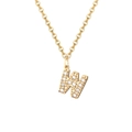 Minimalist 14K gold plated stainless steel necklace featuring a crystal letter W pendant - Letter W-14K Gold