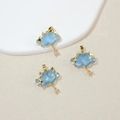 Colgante de nube azul con marco de rayo dorado y piedra de gota de agua rosa - Azul claro
