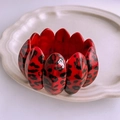Irregular wavy bangle with bold red and black leopard print in high-gloss resin - Bright Red Leopard Petal Style (52# Bangle - Red)