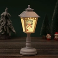 Weiße Vintage-Weihnachtslaterne mit Schneemann und wirbelndem Glitzerschneeeffekt - Weißer Schneemann
